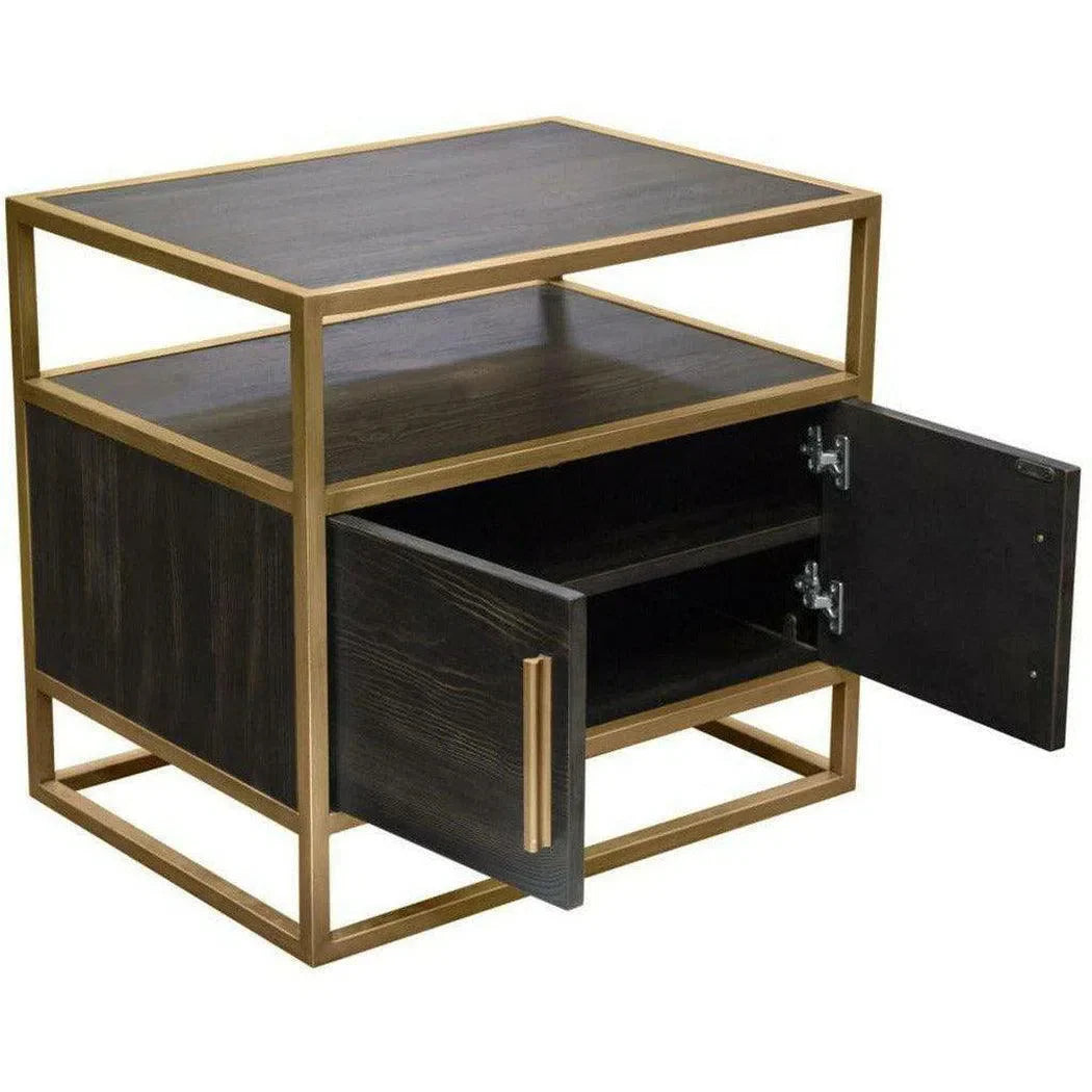 2-Door End Table in Dark Brown With Gold Metal Frame Nightstands Sideboards and Things  By Diamond Sofa