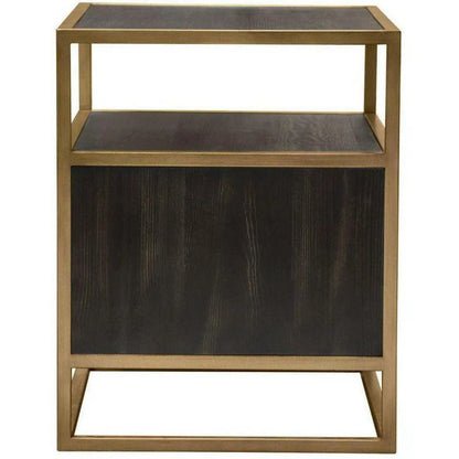 2-Door End Table in Dark Brown With Gold Metal Frame Nightstands Sideboards and Things  By Diamond Sofa