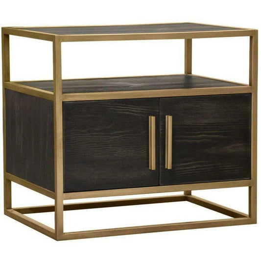 2-Door End Table in Dark Brown With Gold Metal Frame Nightstands Sideboards and Things  By Diamond Sofa