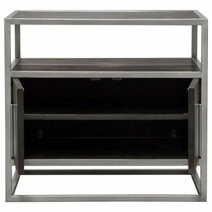 2-Door End Table in Dark Brown With Silver Metal Frame Nightstands Sideboards and Things  By Diamond Sofa