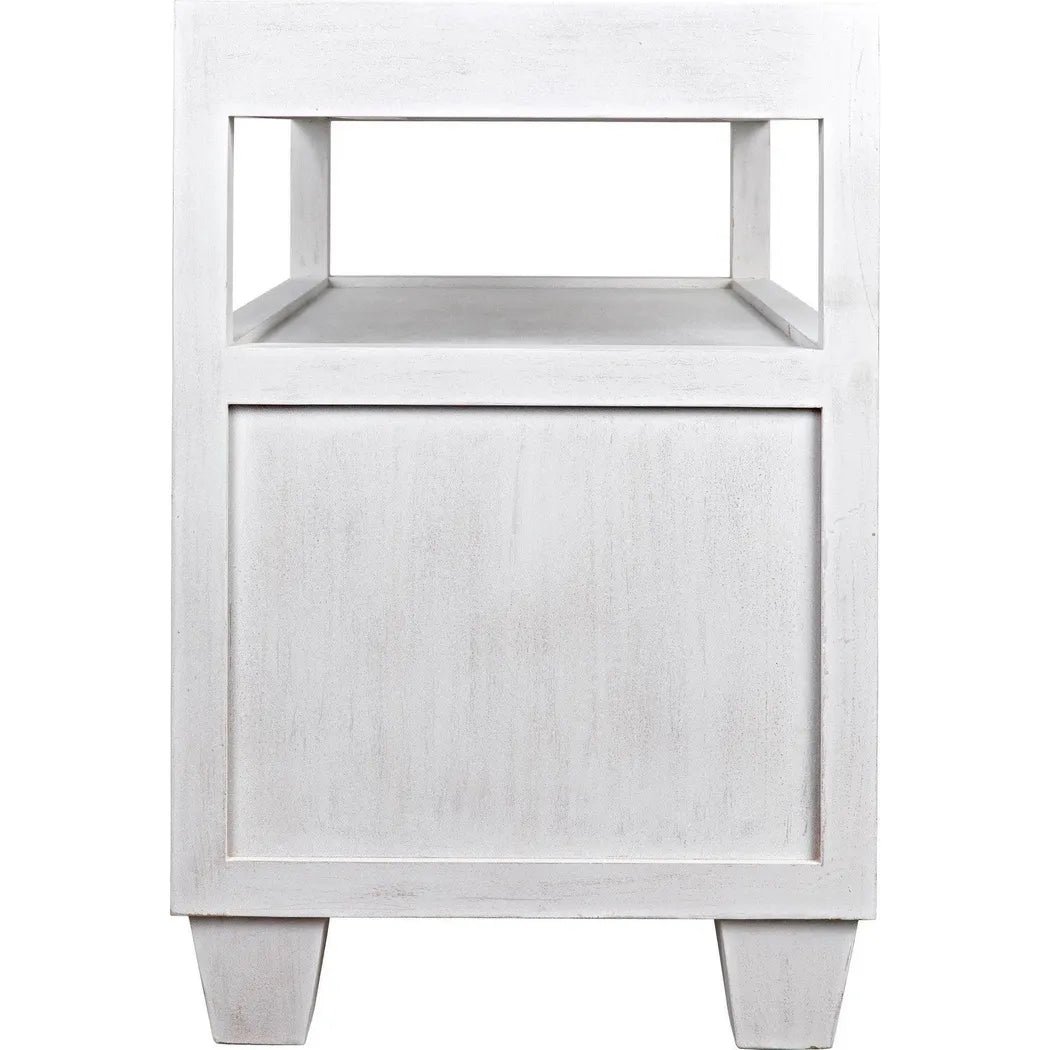 2-Drawer Wood Rectangle Side Table Sliding Tray