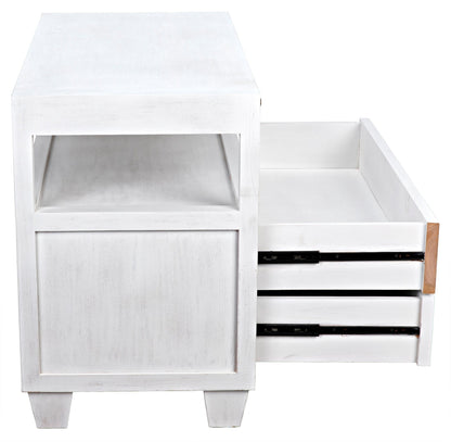 2-Drawer Wood Rectangle Side Table with Sliding Tray-Side Tables-Noir-Sideboards and Things