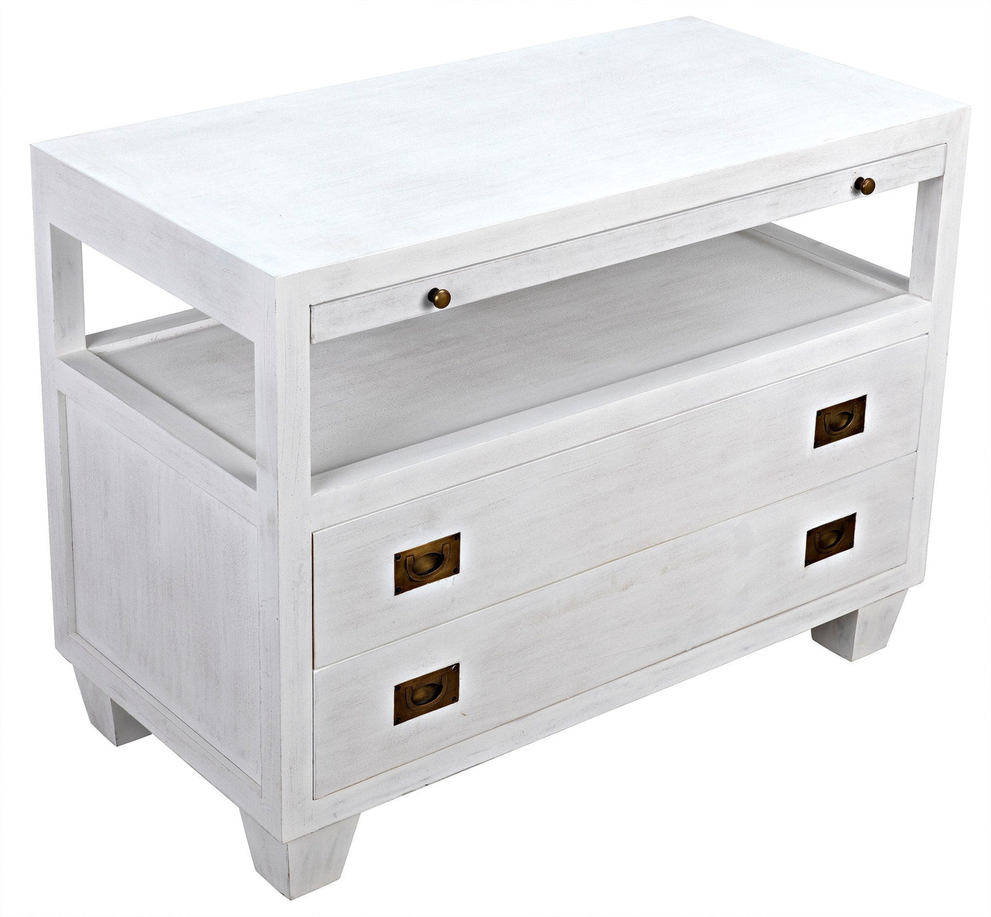 2-Drawer Wood Rectangle Side Table with Sliding Tray-Side Tables-Noir-Sideboards and Things