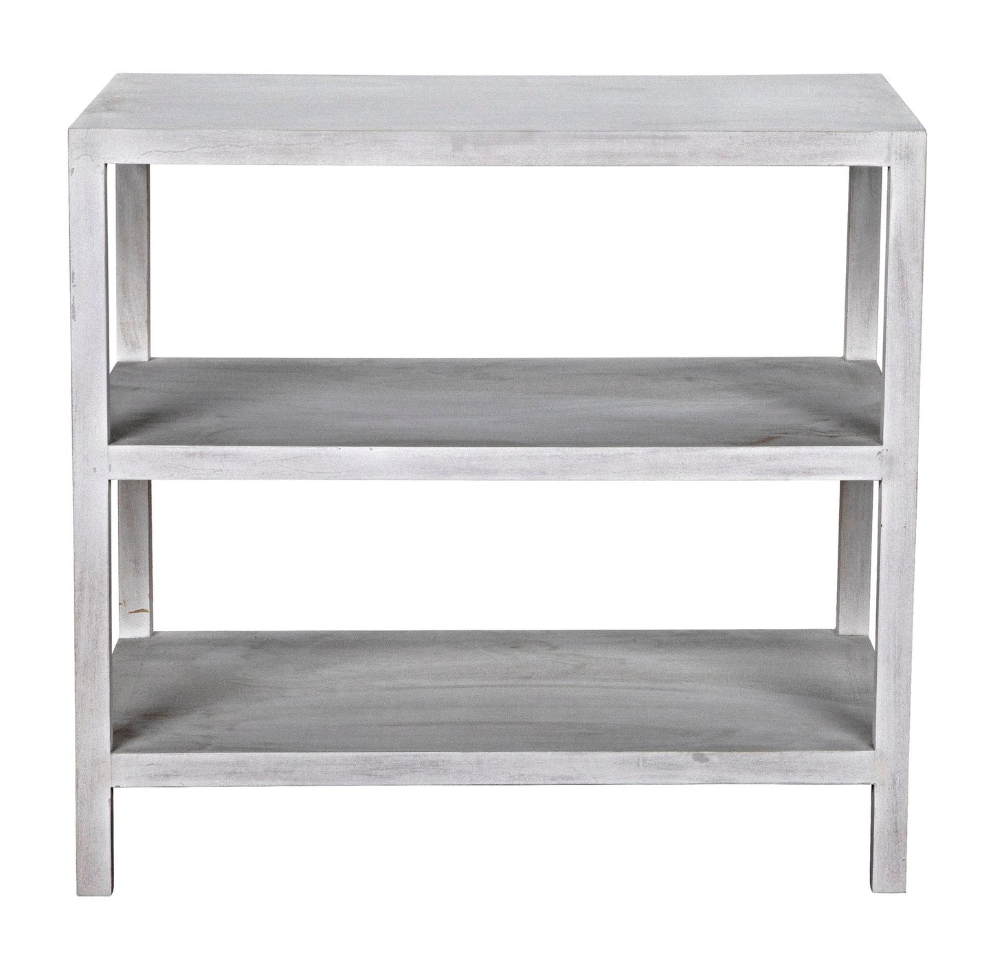 2 Shelf Wood White Rectangle Side Table, White Wash-Side Tables-Noir-Sideboards and Things