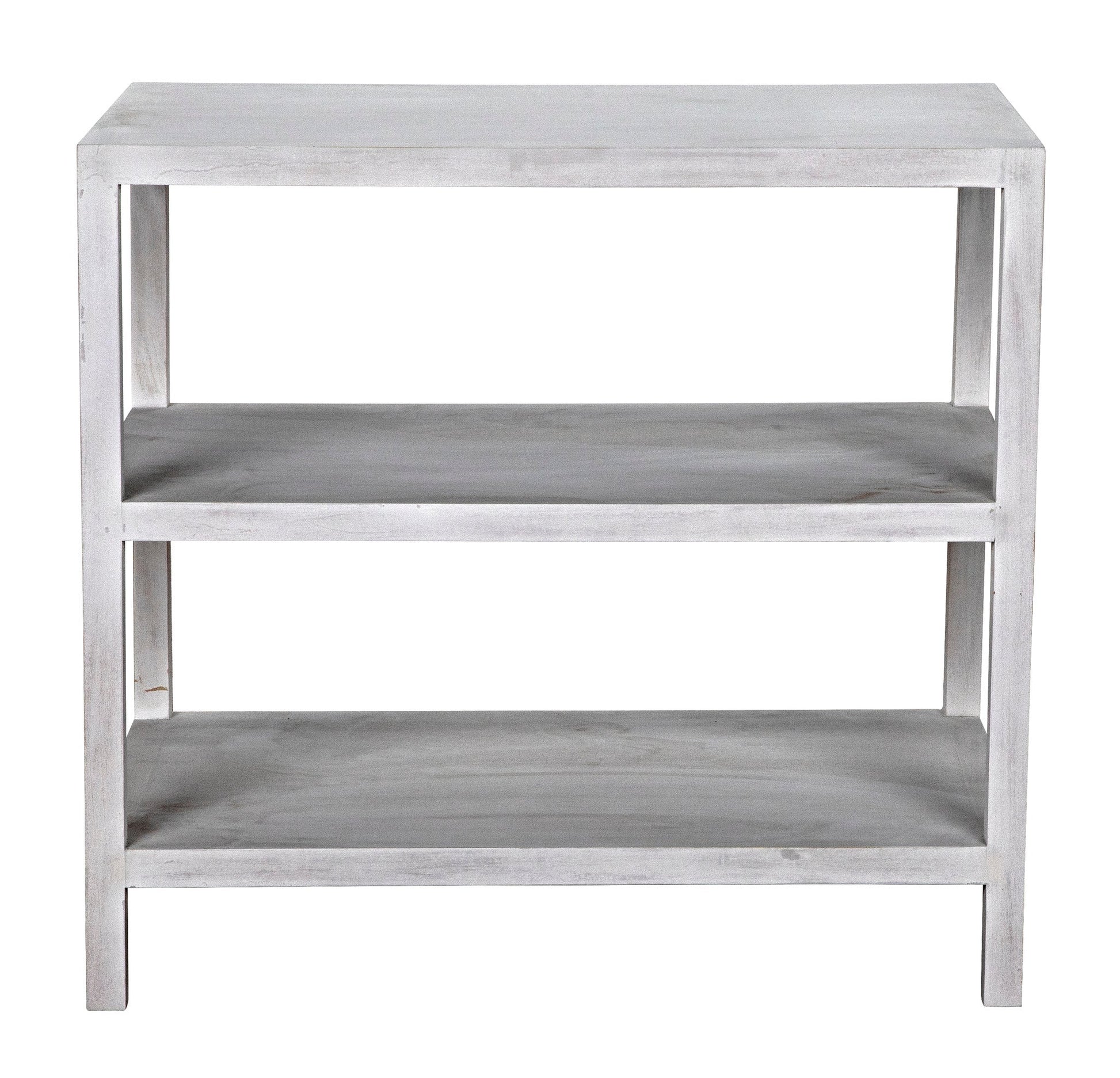 2 Shelf Wood White Rectangle Side Table, White Wash-Side Tables-Noir-Sideboards and Things