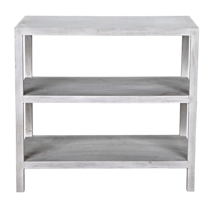 2 Shelf Wood White Rectangle Side Table, White Wash-Side Tables-Noir-Sideboards and Things