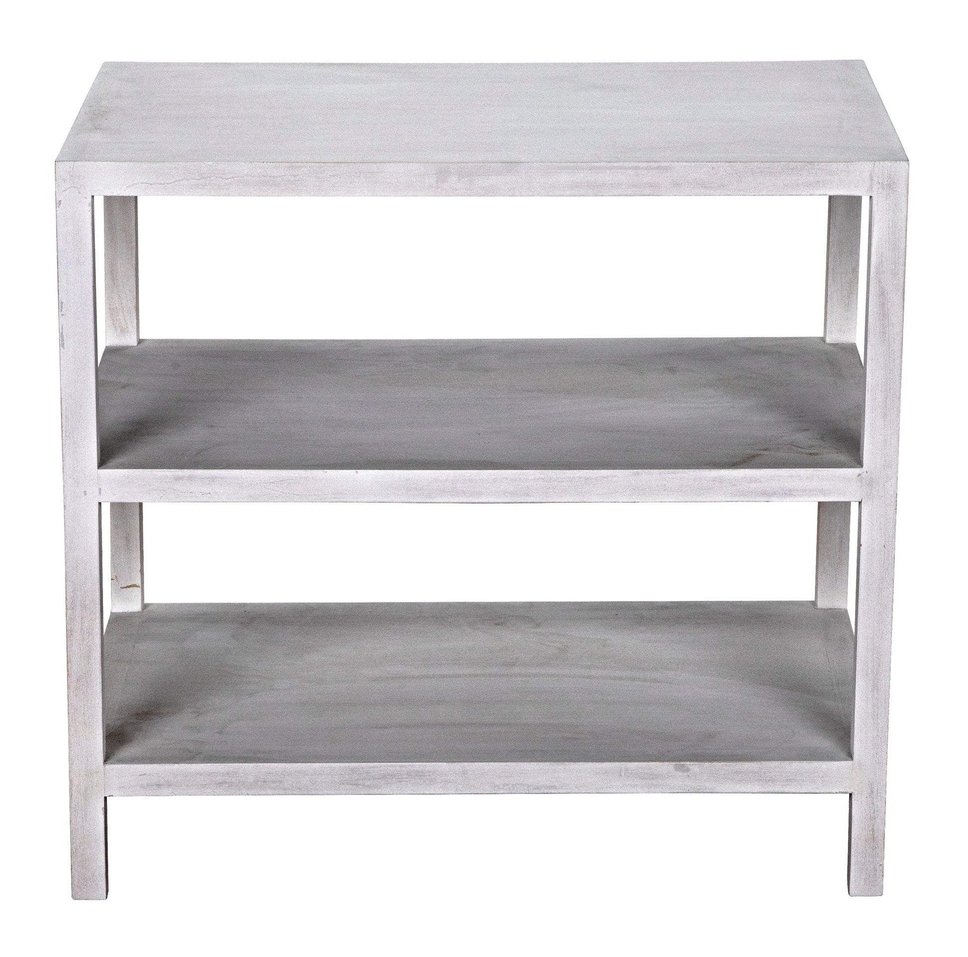 2 Shelf Wood White Rectangle Side Table, White Wash-Side Tables-Noir-Sideboards and Things