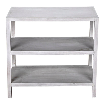 2 Shelf Wood White Rectangle Side Table, White Wash-Side Tables-Noir-Sideboards and Things