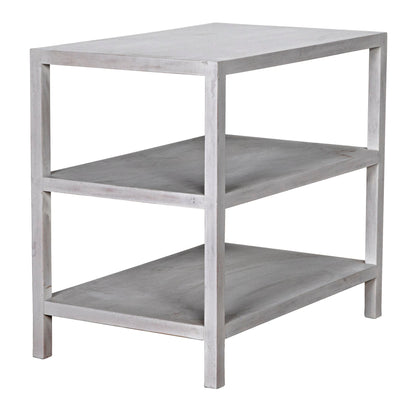 2 Shelf Wood White Rectangle Side Table, White Wash-Side Tables-Noir-Sideboards and Things