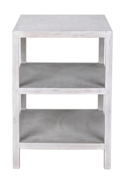 2 Shelf Wood White Rectangle Side Table, White Wash-Side Tables-Noir-Sideboards and Things