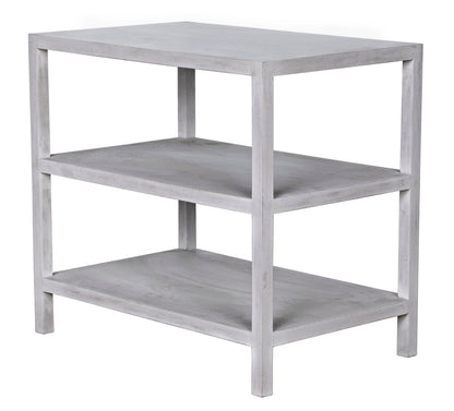 2 Shelf Wood White Rectangle Side Table, White Wash-Side Tables-Noir-Sideboards and Things