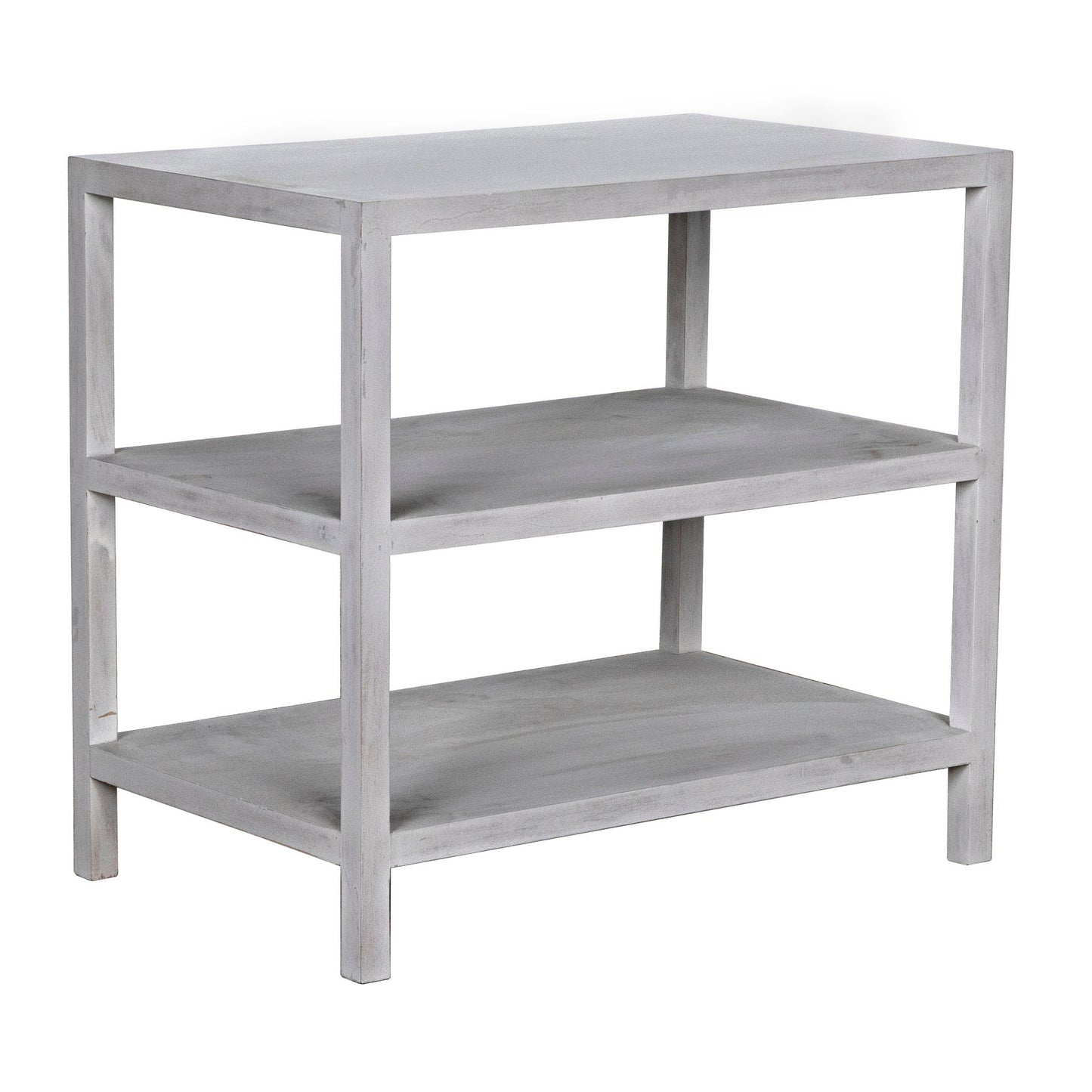 2 Shelf Wood White Rectangle Side Table, White Wash-Side Tables-Noir-Sideboards and Things