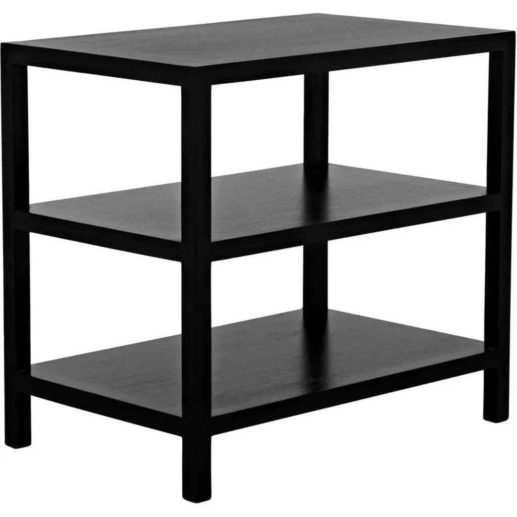 Noir Rectangular Two-Shelf Wood Side Table