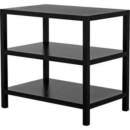 Noir Rectangular Two-Shelf Wood Side Table