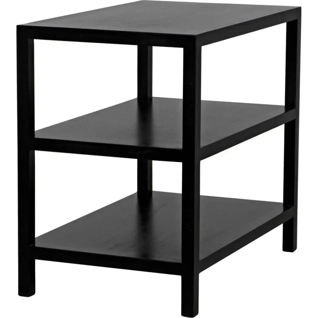 Noir Rectangular Two-Shelf Wood Side Table