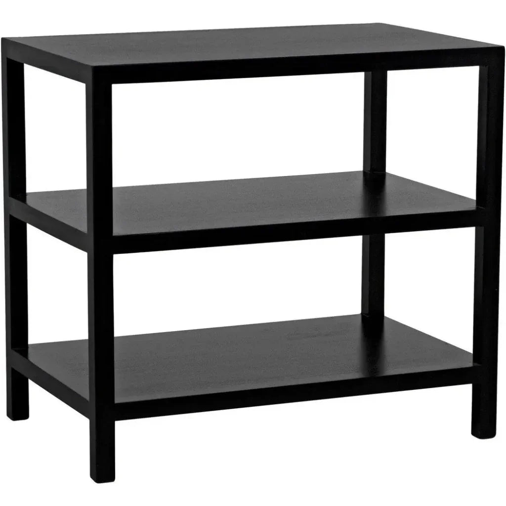 Noir Rectangular Two-Shelf Wood Side Table