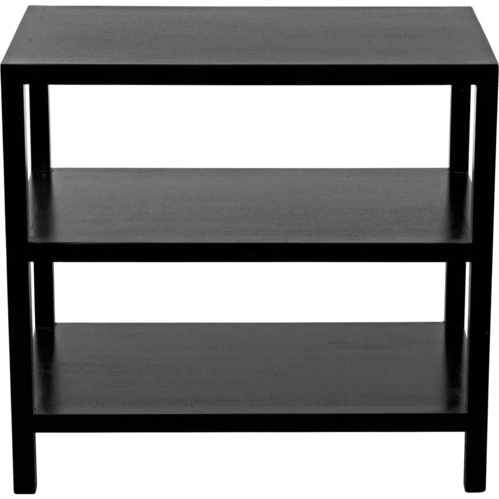 Noir Rectangular Two-Shelf Wood Side Table