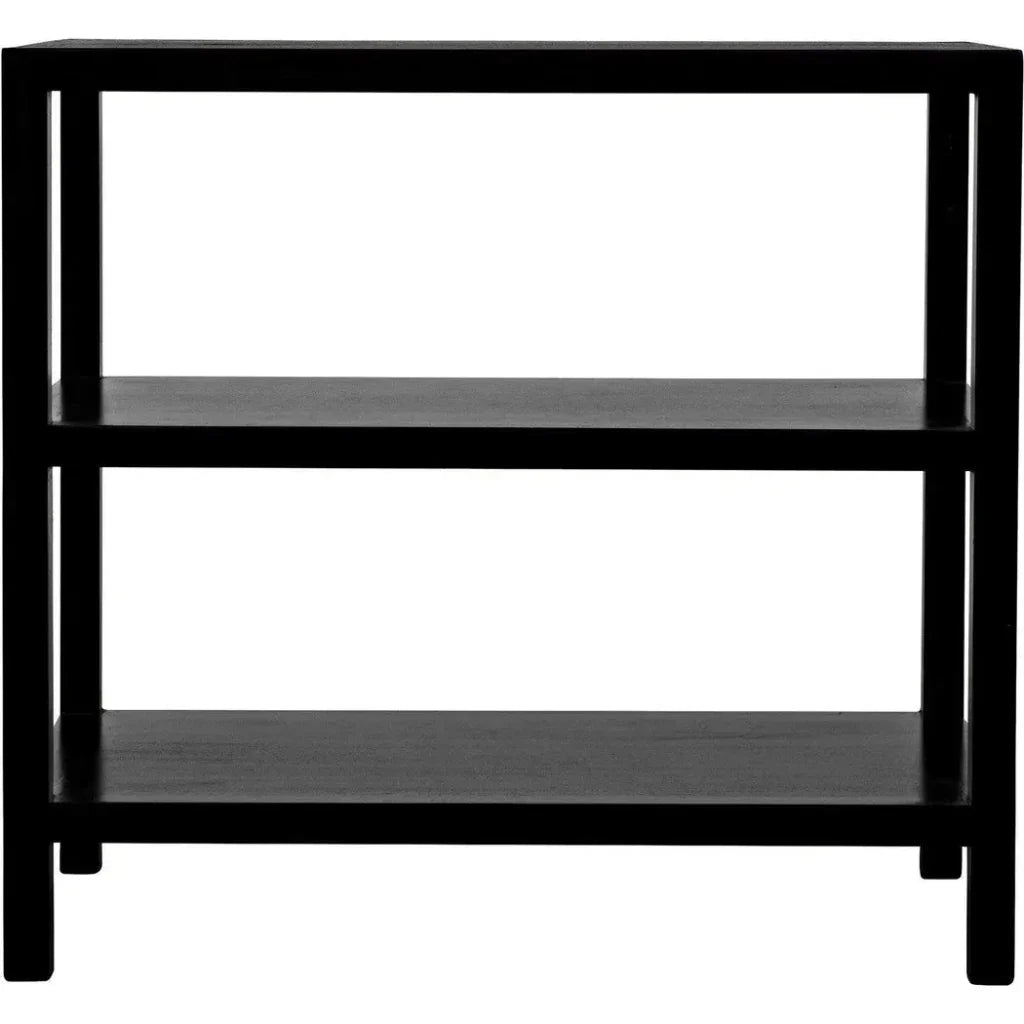 Noir Rectangular Two-Shelf Wood Side Table