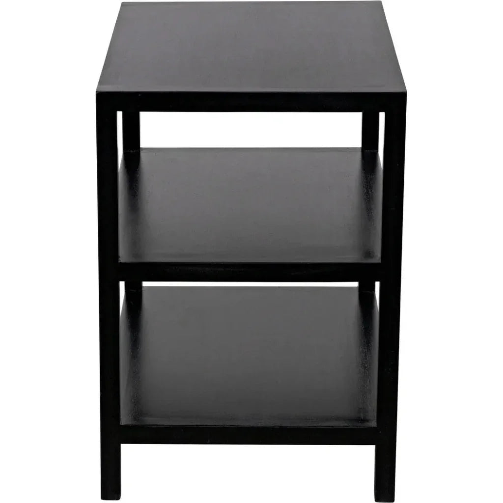 Noir Rectangular Two-Shelf Wood Side Table