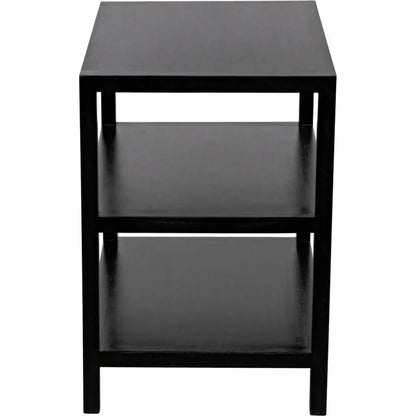 Noir Rectangular Two-Shelf Wood Side Table