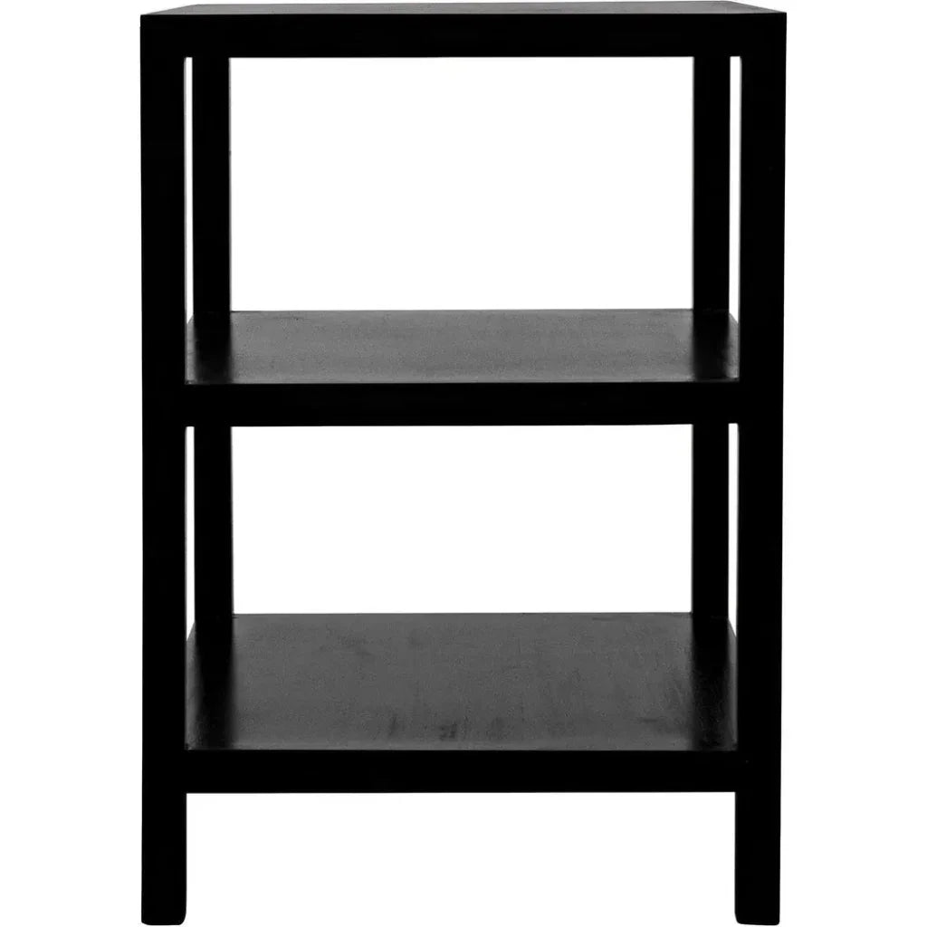Noir Rectangular Two-Shelf Wood Side Table