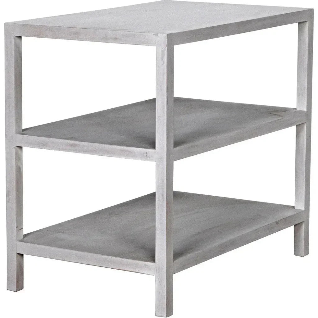 Noir Rectangular Two-Shelf Wood Side Table