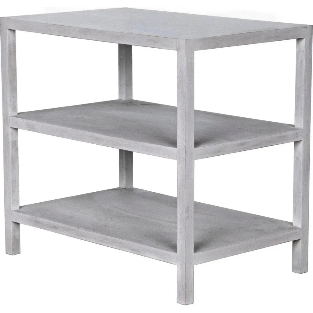 Noir Rectangular Two-Shelf Wood Side Table