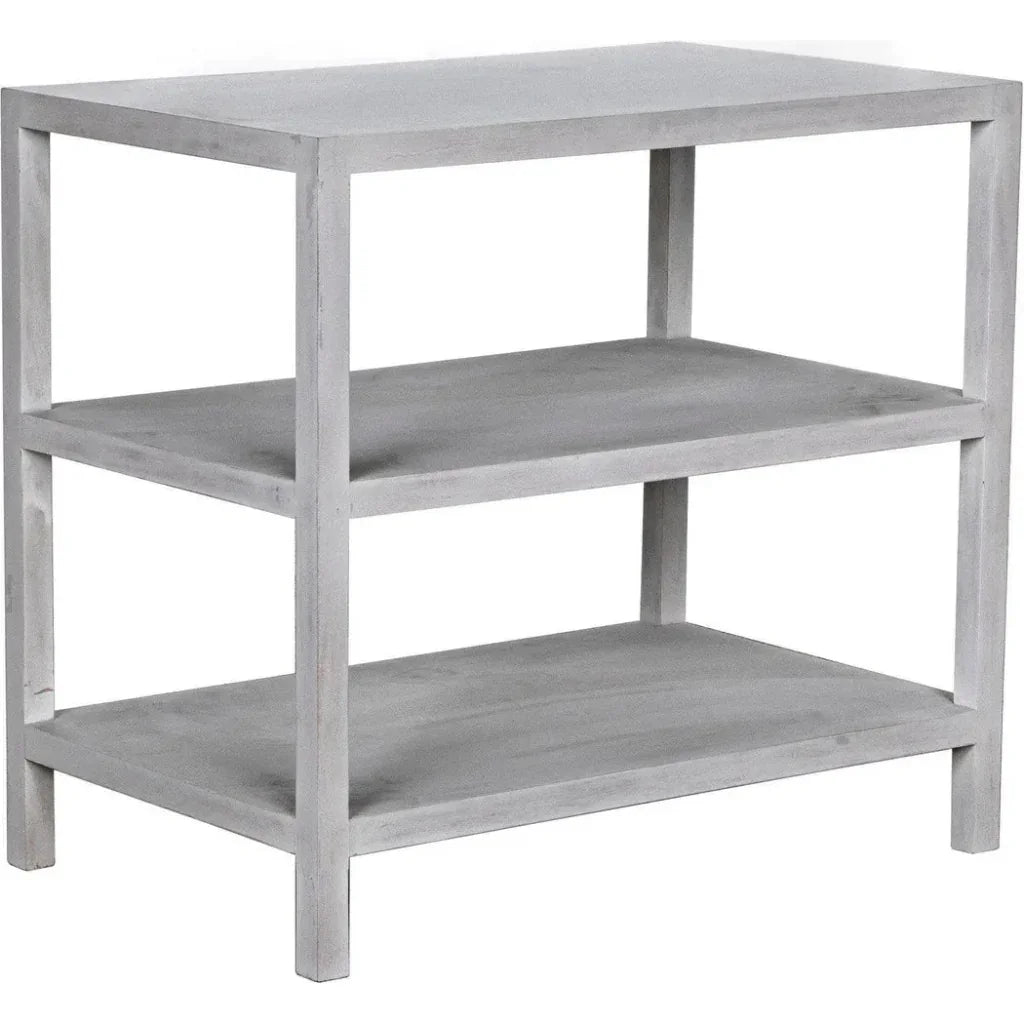 Noir Rectangular Two-Shelf Wood Side Table