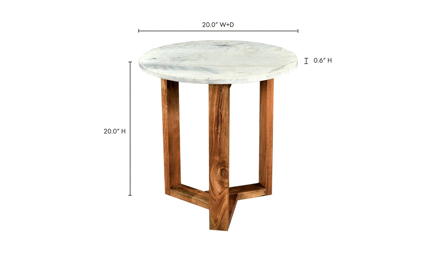 20 Inch Side Table Brown White Scandinavian-Side Tables-Moe's Home-LOOMLAN