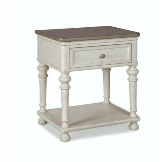 20" White Two-Tone Wooden Nightstand Nightstands LOOMLAN By Panama Jack