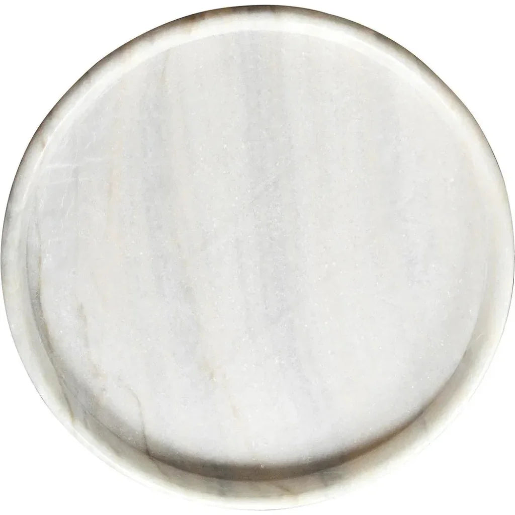 Noir White Round Marble Tray