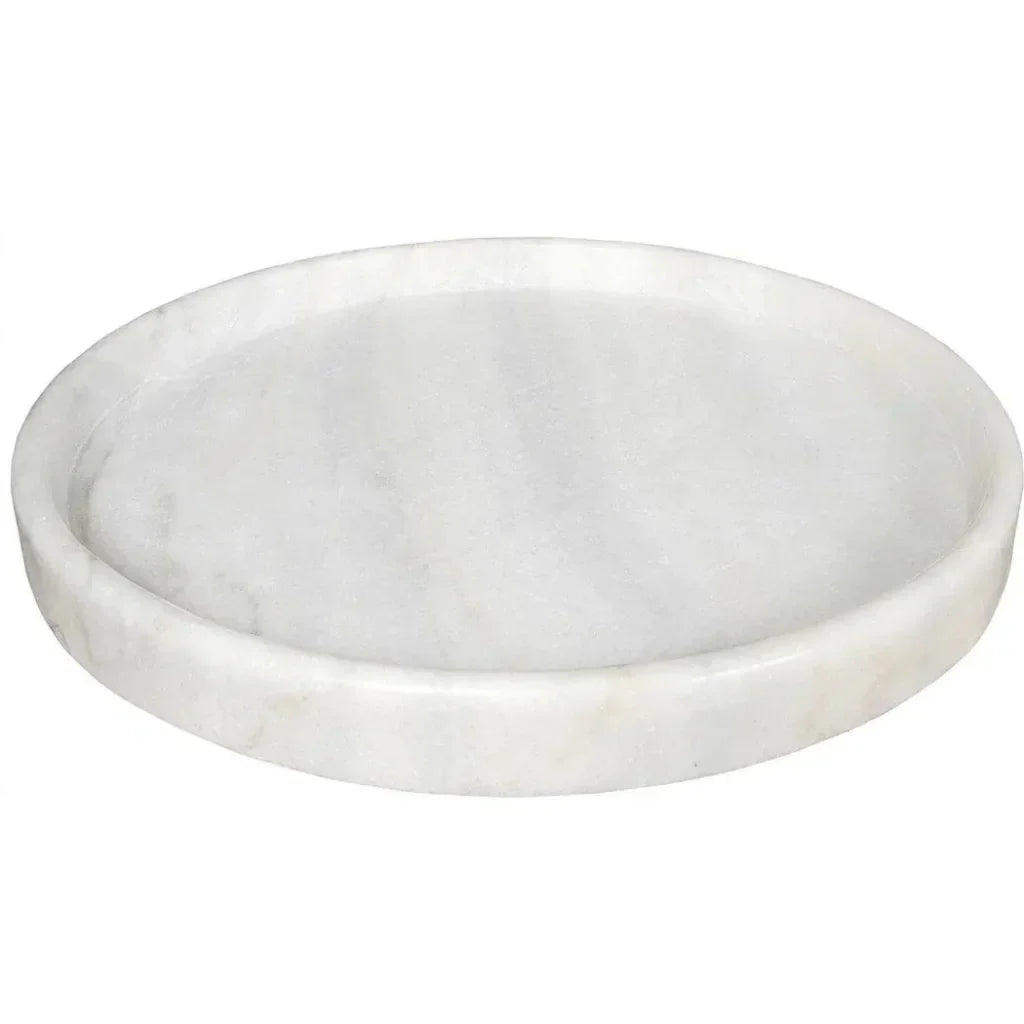Noir White Round Marble Tray