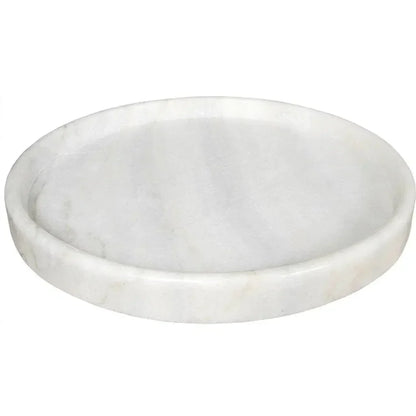 Noir White Round Marble Tray