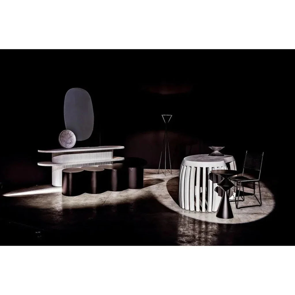 Noir White Round Marble Tray