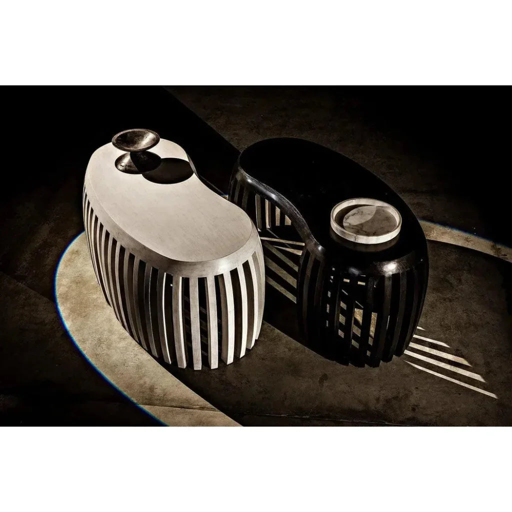 Noir White Round Marble Tray