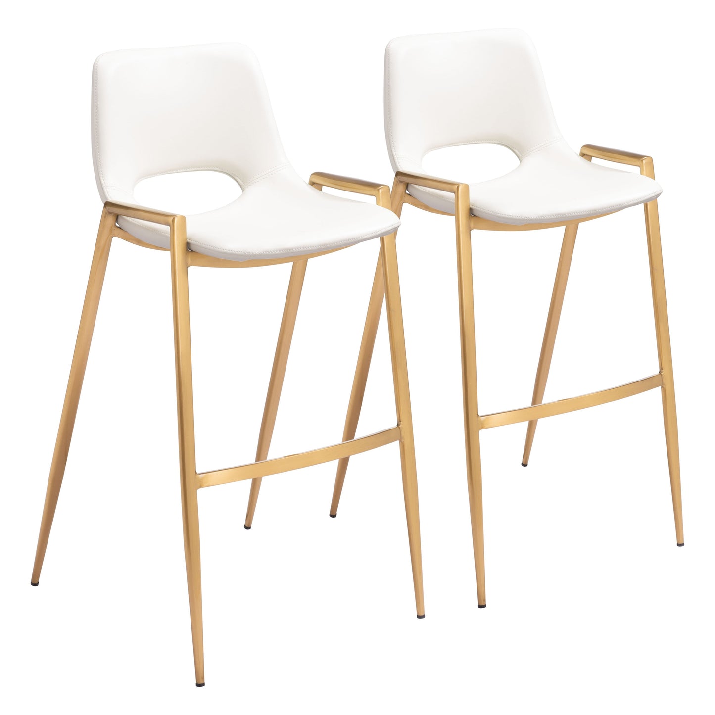 Desi Steel White & Gold Barstool (Set of 2)