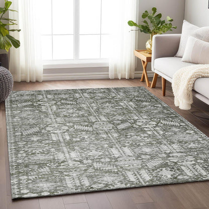 Laearis Gray Washable Indoor-Outdoor Rug -- gray
