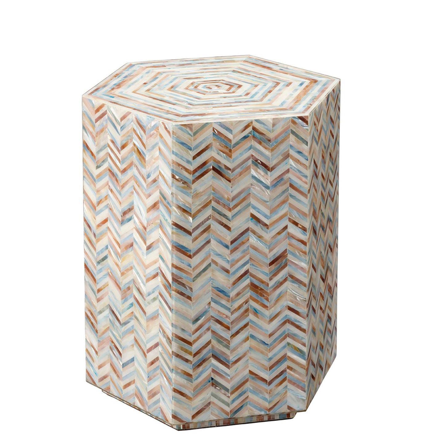 Hepburn Mother Of Pearl Hexagon Side Table By Jamie Young