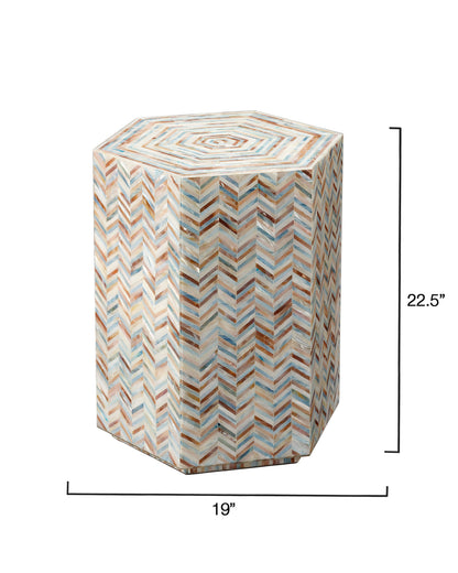 Hepburn Mother Of Pearl Hexagon Side Table By Jamie Young