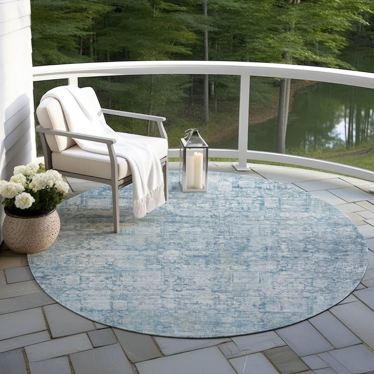 Kaelien Blue Washable Indoor-Outdoor Rug