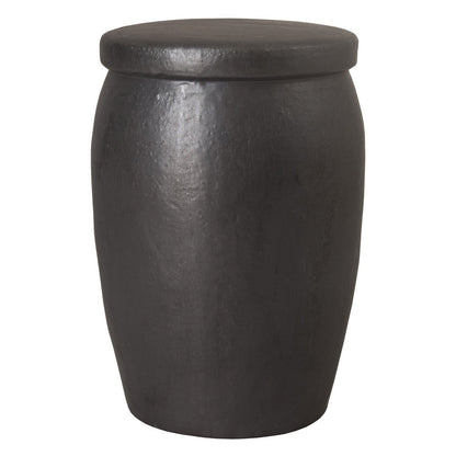21 in. Drum Too Ceramic Outdoor Garden Stool-Outdoor Stools-Emissary-Matte Black-Sideboards and Things