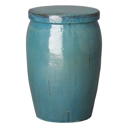 21 in. Drum Too Ceramic Outdoor Garden Stool-Outdoor Stools-Emissary-Teal-Sideboards and Things