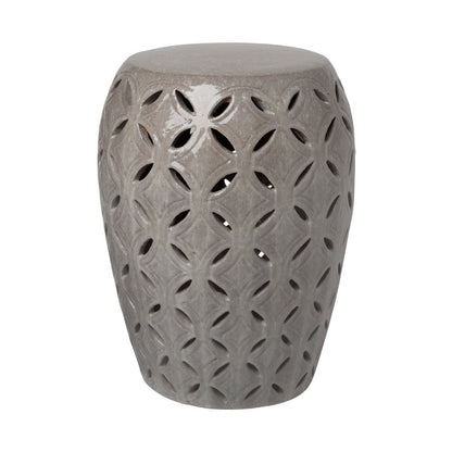 21 in. Lattice Outdoor Decorative Garden Stool-Outdoor Stools-Emissary-Gray-Sideboards and Things