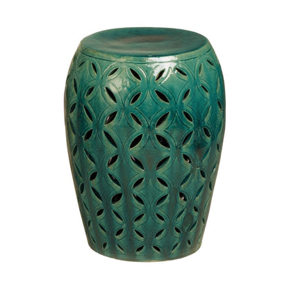 21 in. Lattice Outdoor Decorative Garden Stool-Outdoor Stools-Emissary-Green-Sideboards and Things
