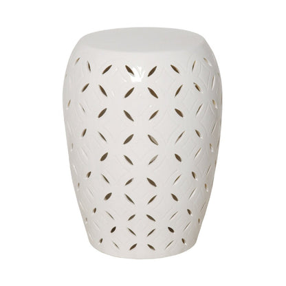21 in. Lattice Outdoor Decorative Garden Stool-Outdoor Stools-Emissary-White-Sideboards and Things