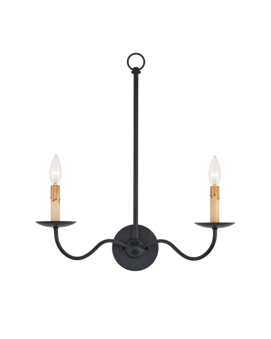 Saxon Double-Light Iron Black Wall Sconce