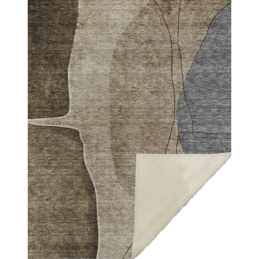 Modern Brown Washable Indoor-Outdoor Rug