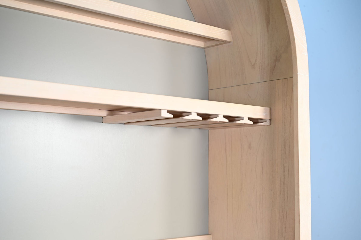 Liz Arched Wood Bar Hutch with Glass Storage