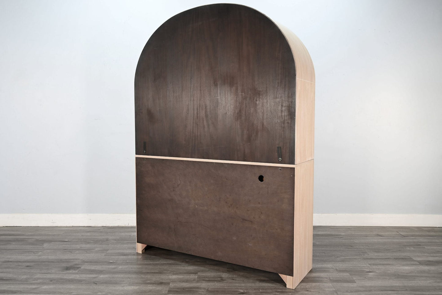 Liz Arched Wood Bar Hutch with Glass Storage