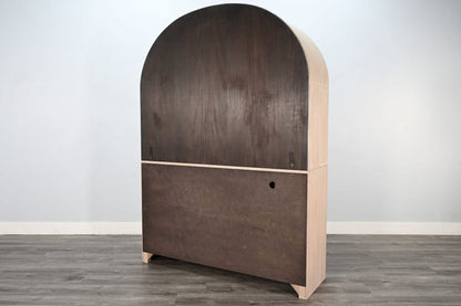 Liz Arched Wood Bar Hutch with Glass Storage